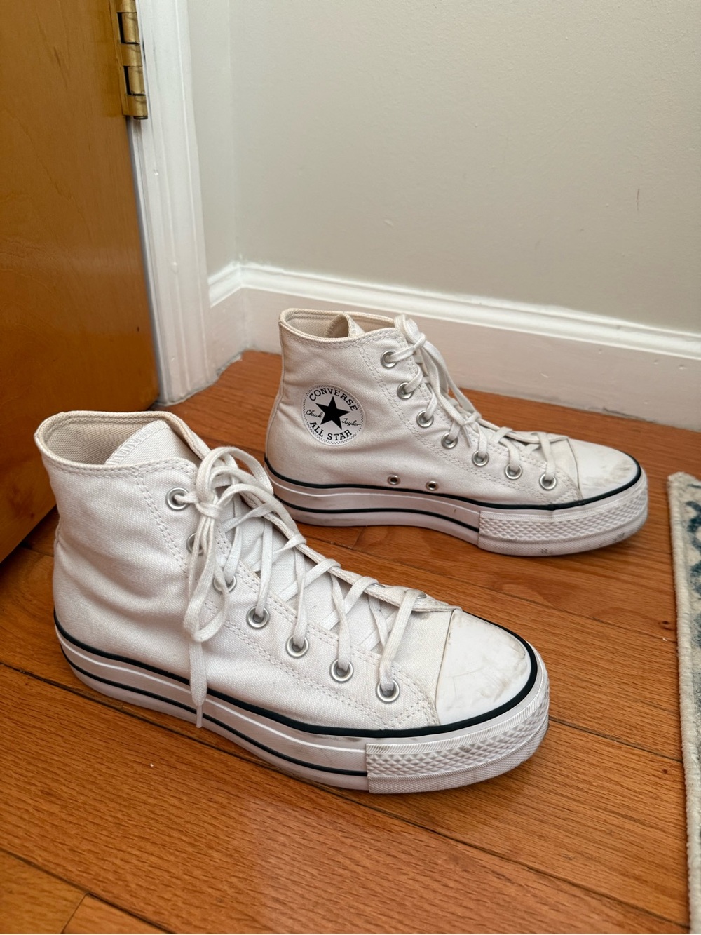 High-Top White Platform Converse Sneakers - Picture 2 of 7